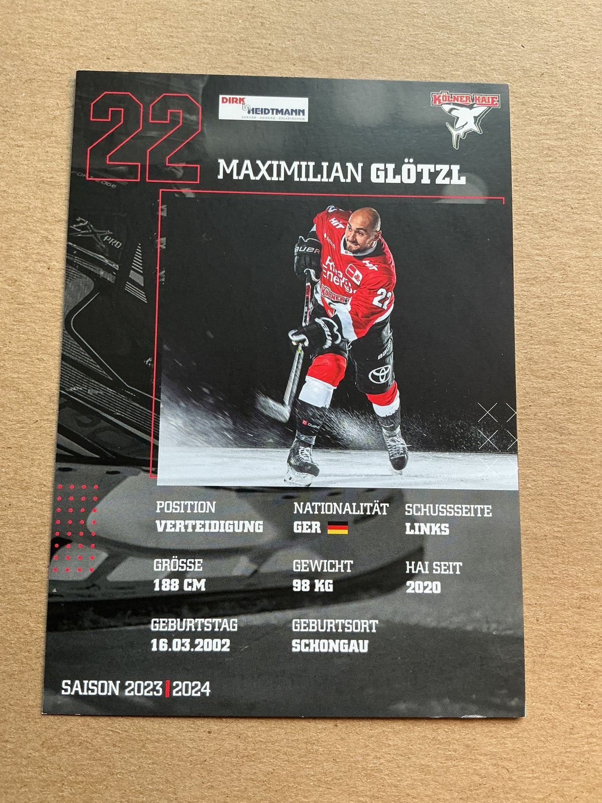 Maximilian Glötzl, Germany 🇩🇪 Kölner Haie 2023/24 hand signed - Autographs-World