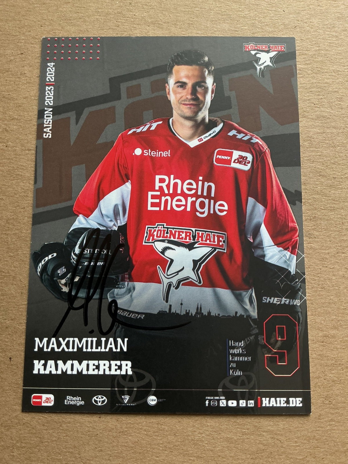 Maximilian Kammerer, Germany 🇩🇪 Kölner Haie 2023/24 hand signed - Autographs-World