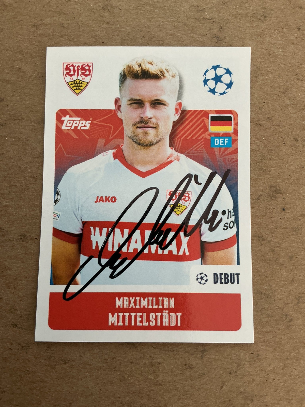 Maximilian Mittelstädt, Germany 🇩🇪 VfB Stuttgart 2024/25 Topps hand signed - Autographs-World