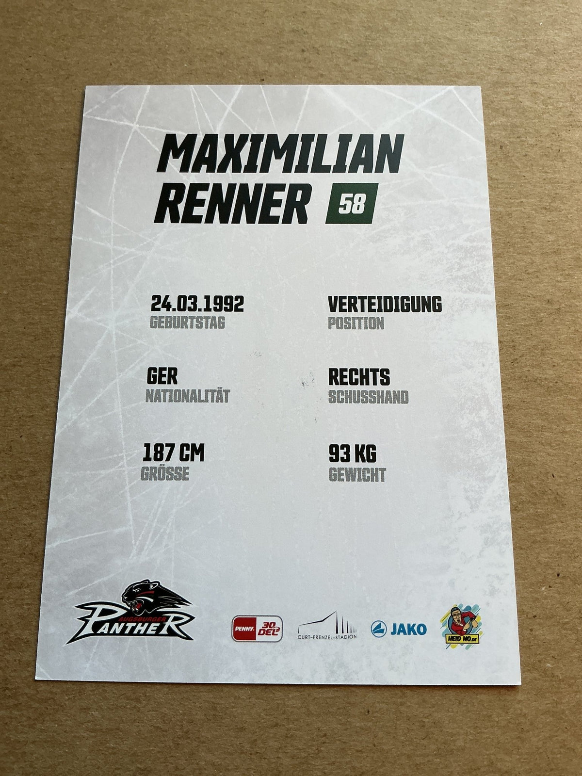 Maximilian Renner, Germany 🇩🇪 Augsburg Panther 2023/24 hand signed - Autographs-World