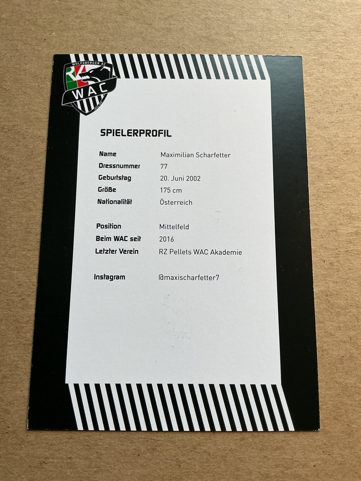 Maximilian Scharfetter, Austria 🇦🇹 Wolfsberger AC 2023/24 hand signed - Autographs-World