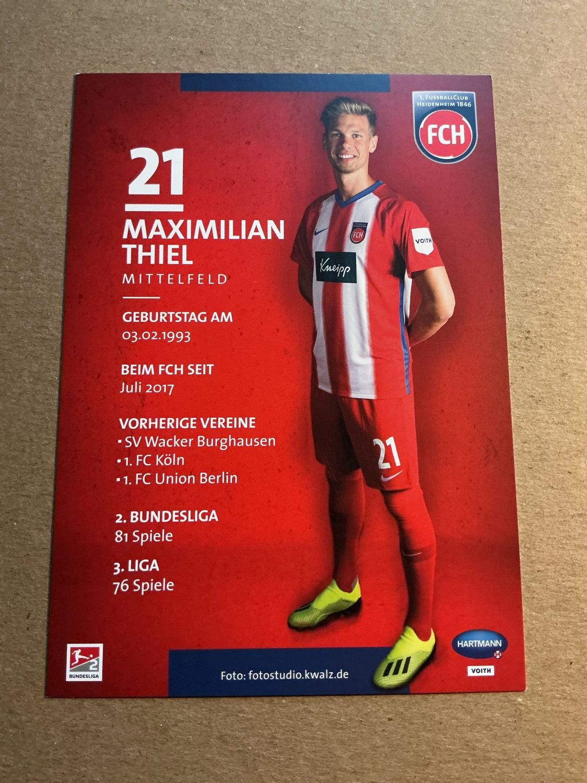 Maximilian Thiel, Germany 🇩🇪 1.FC Heidenheim 2019/20 hand signed - Autographs-World