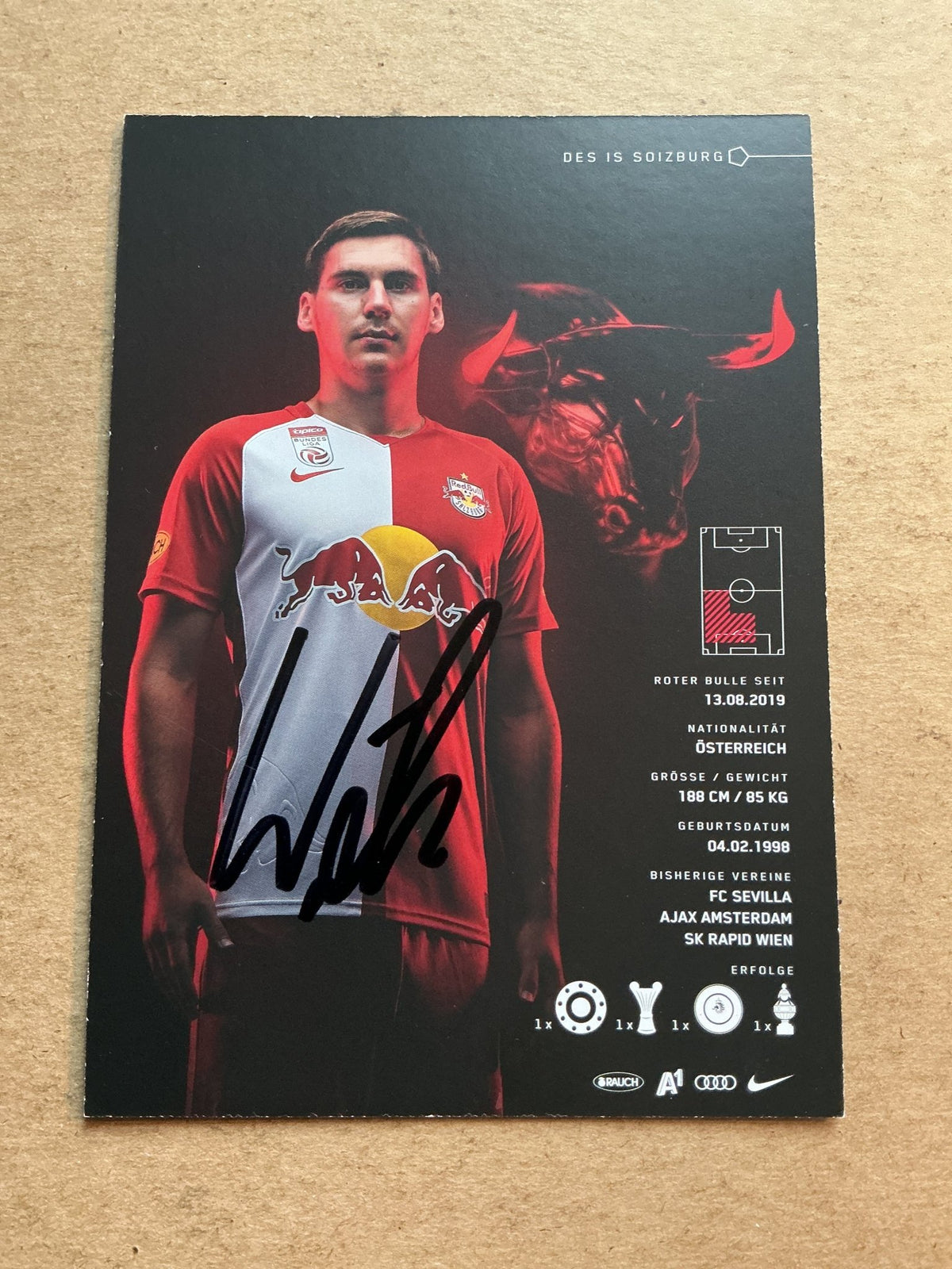 Maximilian Wöber, Austria 🇦🇹 Red Bull Salzburg 2020/21 hand signed - Autographs-World