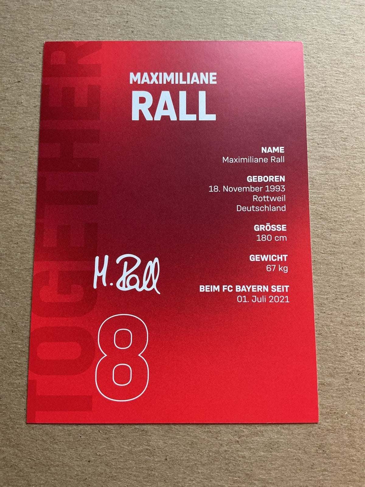 Maximiliane Rall, Germany 🇩🇪 FC Bayern München 2021/22 hand signed - Autographs-World