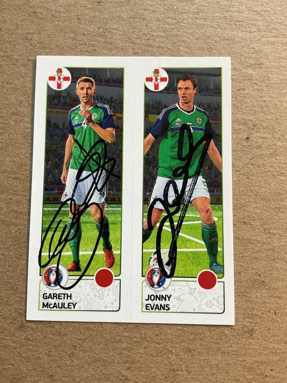 McCauley & Evans, Northern Ireland, UEFA Euro 2016 Panini hand signed - Autographs-World