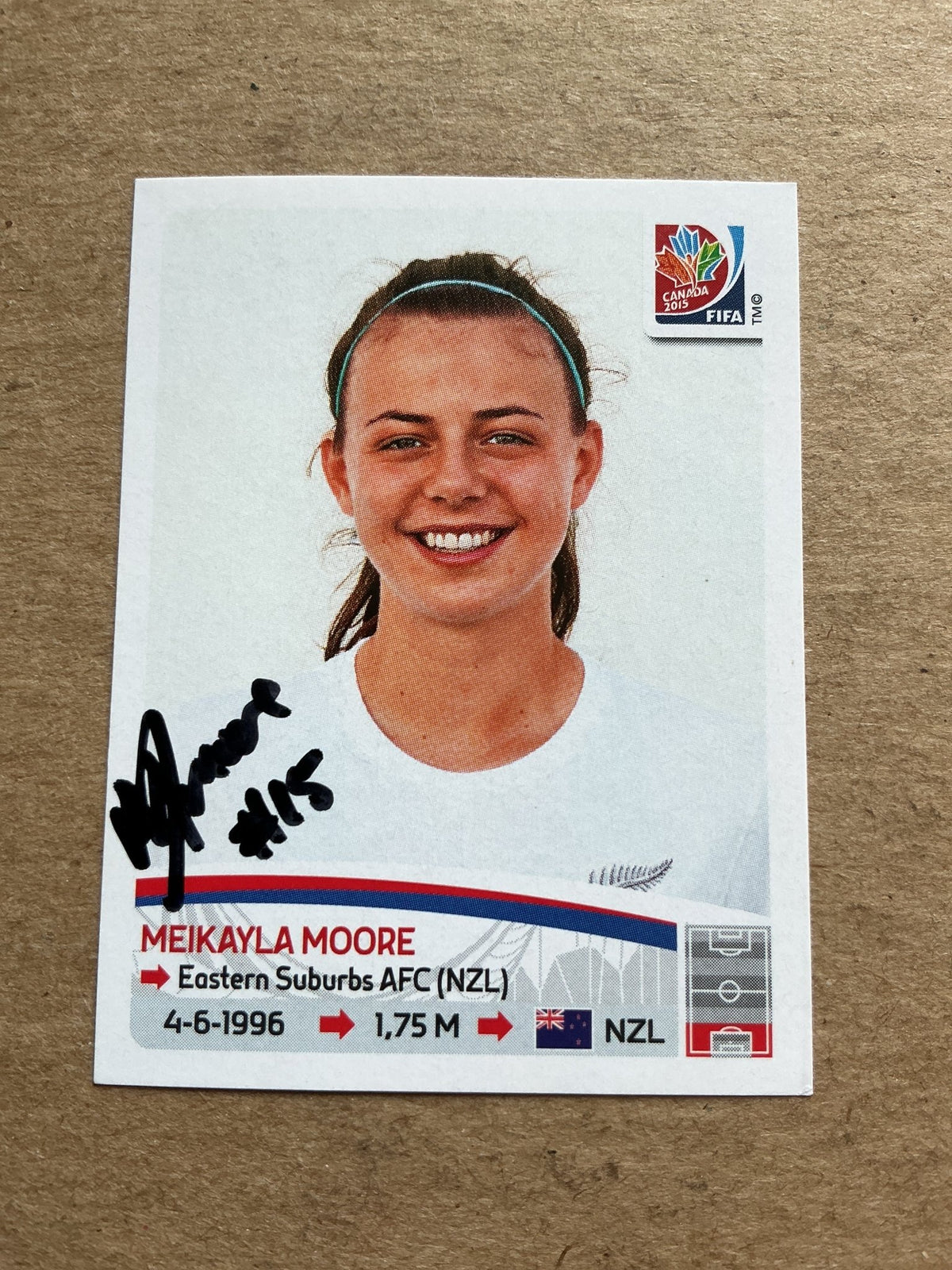 Meikayla Moore, New Zealand 🇳🇿 FIFA Women’s World Cup 2015 Panini hand signed - Autographs-World