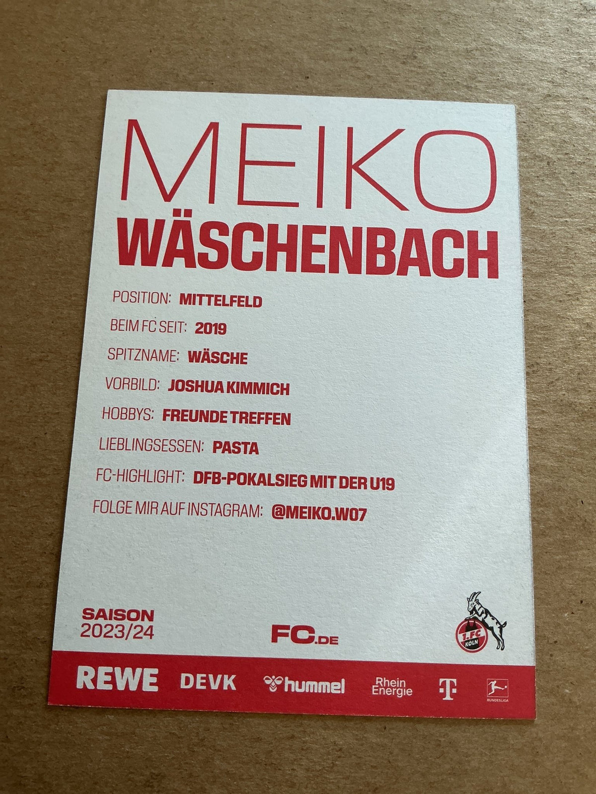 Meiko Wäschenbach, Germany 🇩🇪 1.FC Köln 2023/24 hand signed - Autographs-World