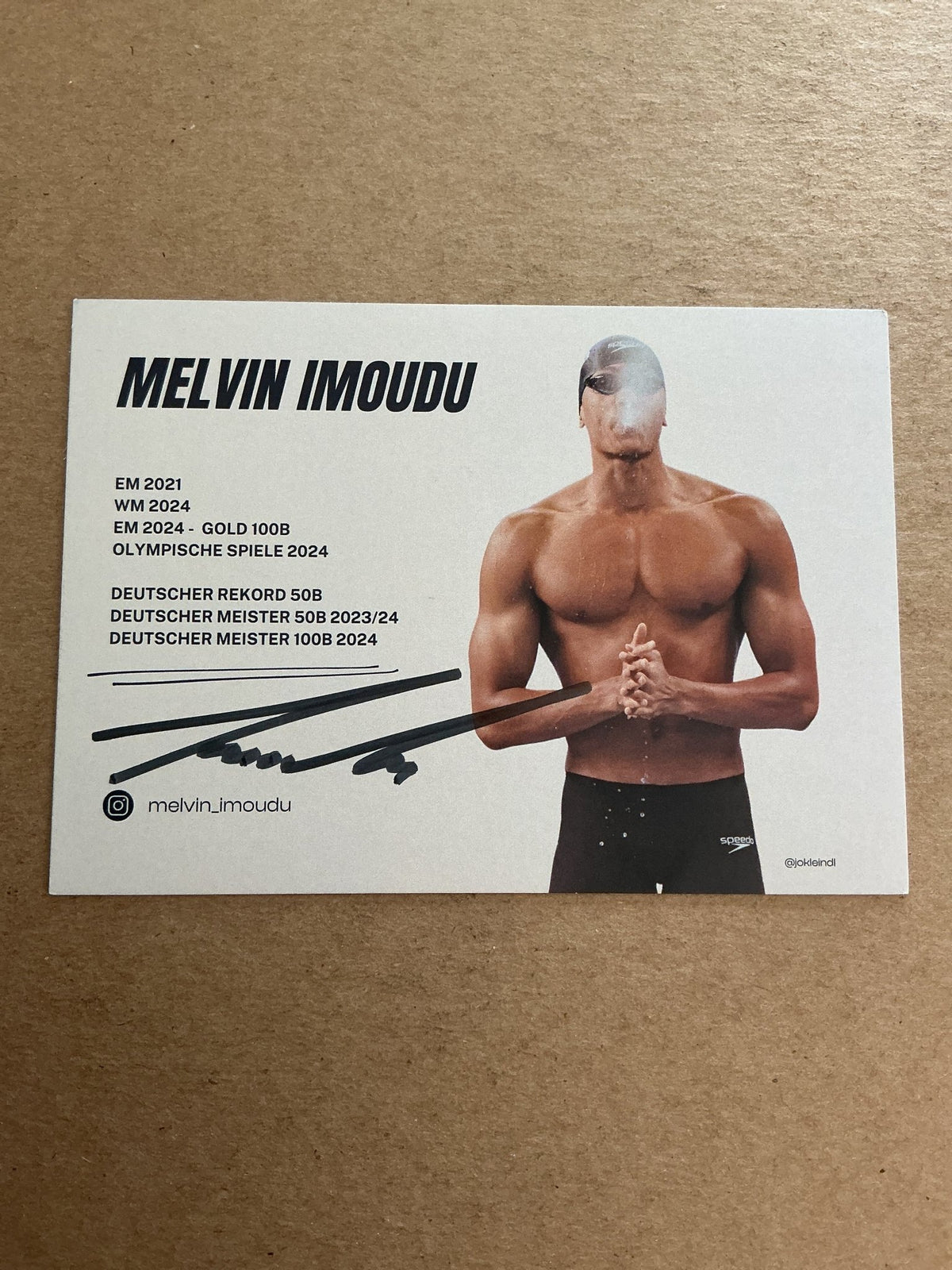 Melvin Imoudu, Germany 🇩🇪 Swimming Summer Olympics 2024 hand signed - Autographs-World