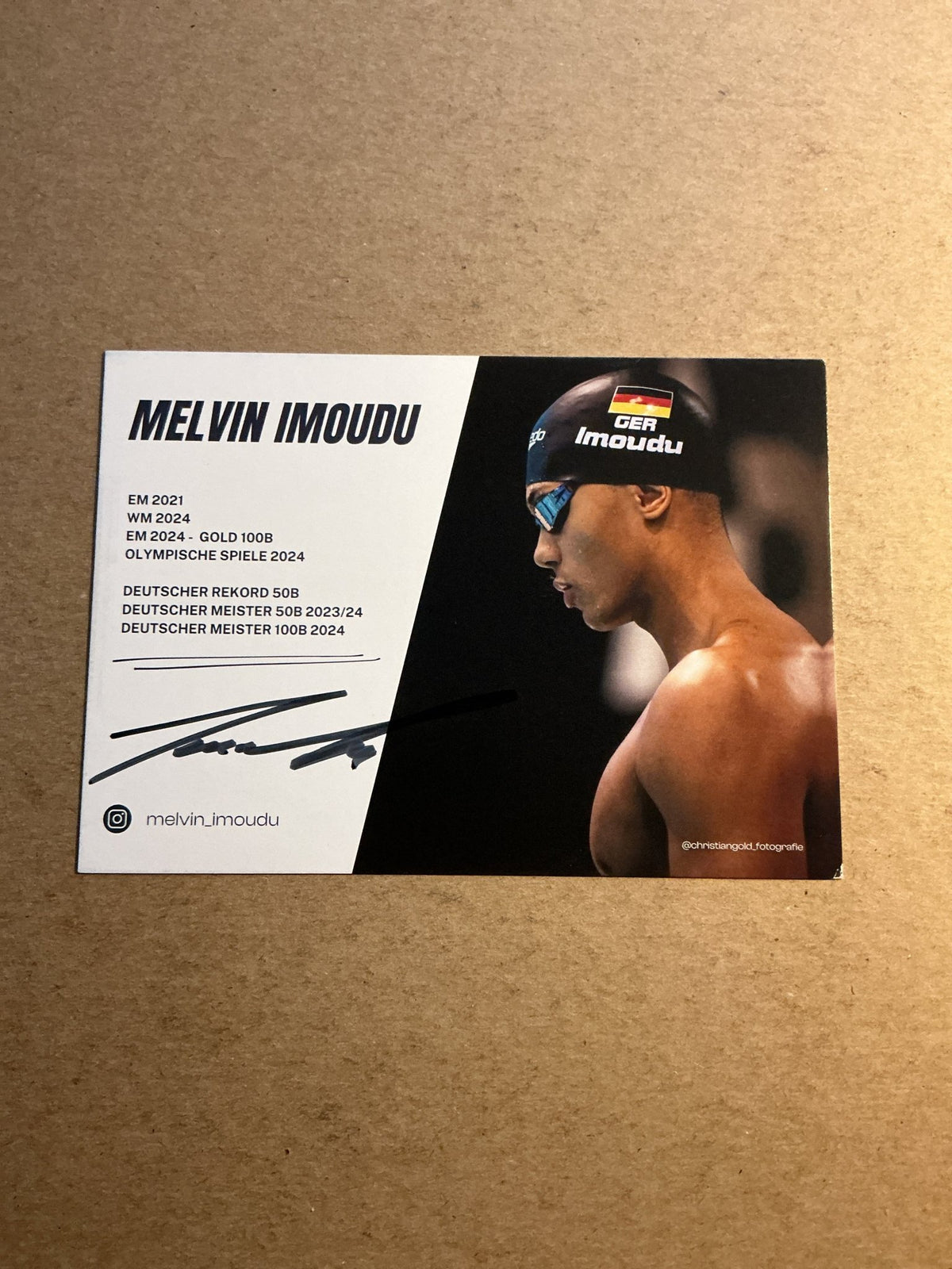 Melvin Imoudu, Germany 🇩🇪 Swimming Summer Olympics 2024 hand signed - Autographs-World