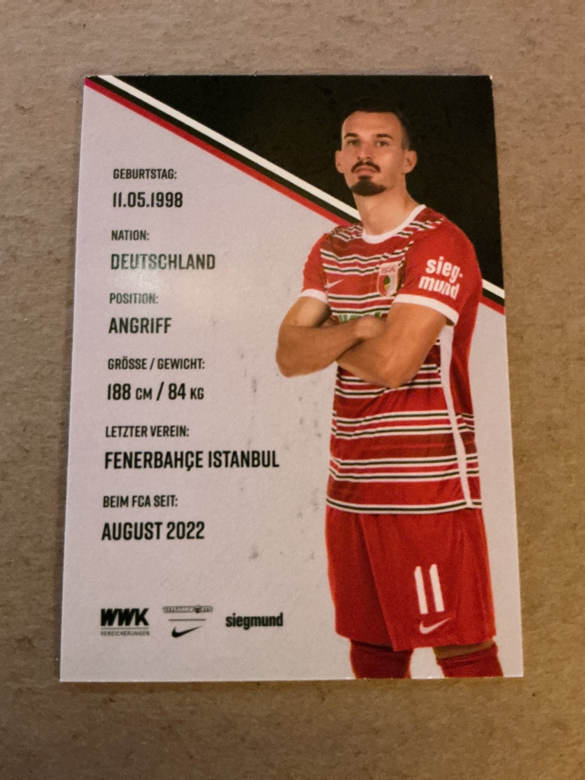 Mergim Berisha, Germany 🇩🇪 FC Augsburg 2022/23 hand signed - Autographs-World
