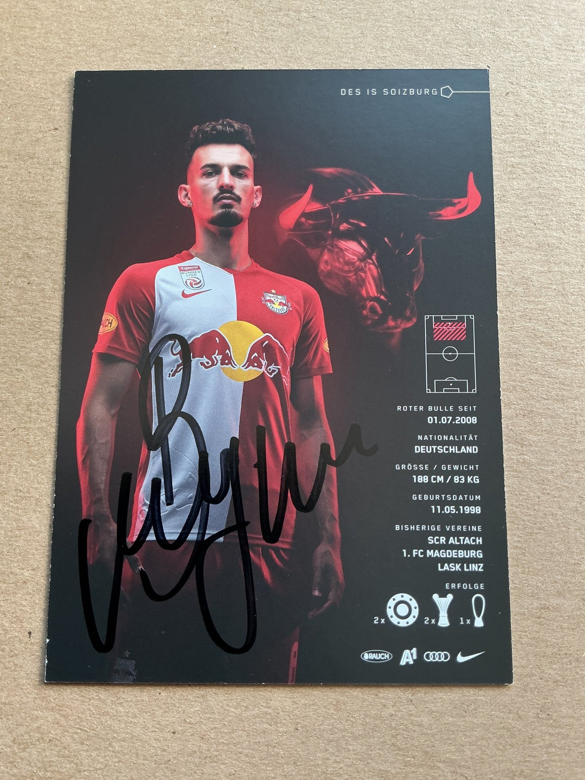Mergim Berisha, Germany 🇩🇪 Red Bull Salzburg 2020/21 hand signed - Autographs-World