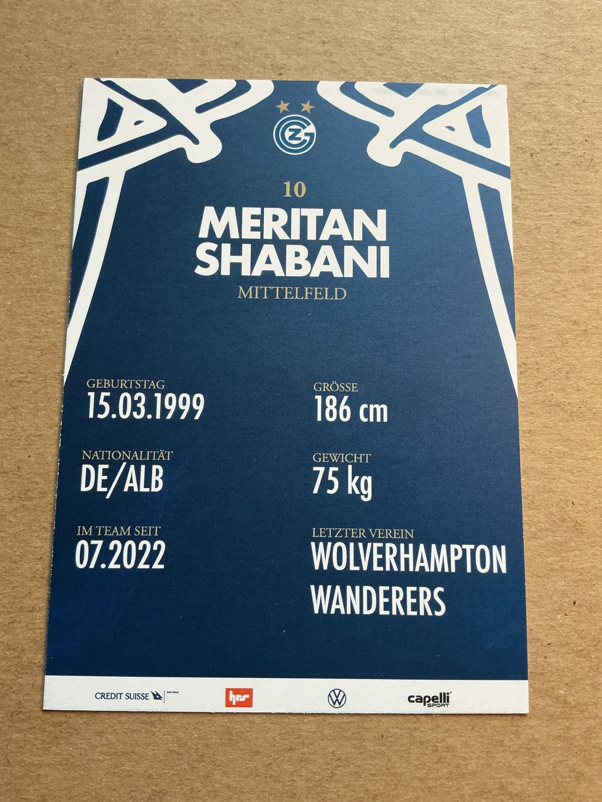 Meritan Shabani, Germany 🇩🇪 Grasshopper Club Zürich 2023/24 hand signed - Autographs-World