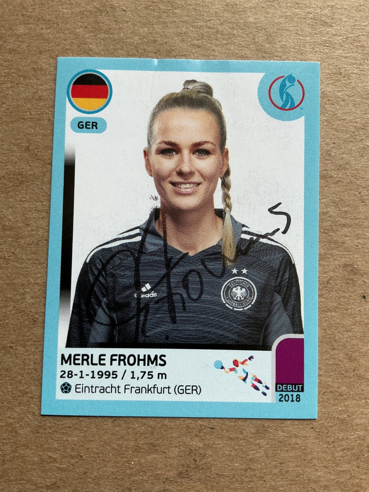 Merle Frohms, Germany 🇩🇪 UEFA Women’s Euro Cup 2022 Panini hand signed - Autographs-World