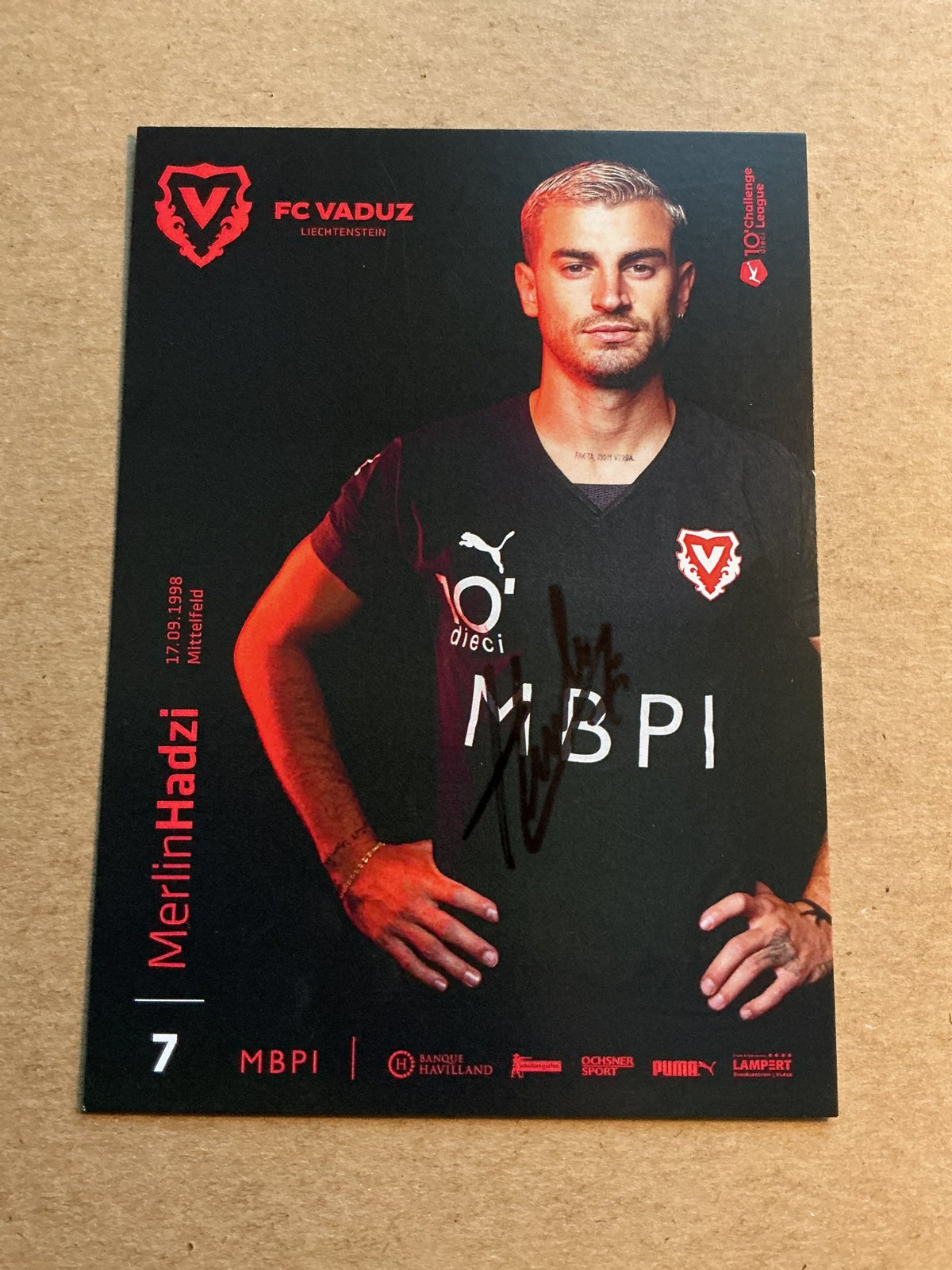 Merlin Hadzi, Switzerland 🇨🇭 FC Vaduz 2022/23 hand signed - Autographs-World