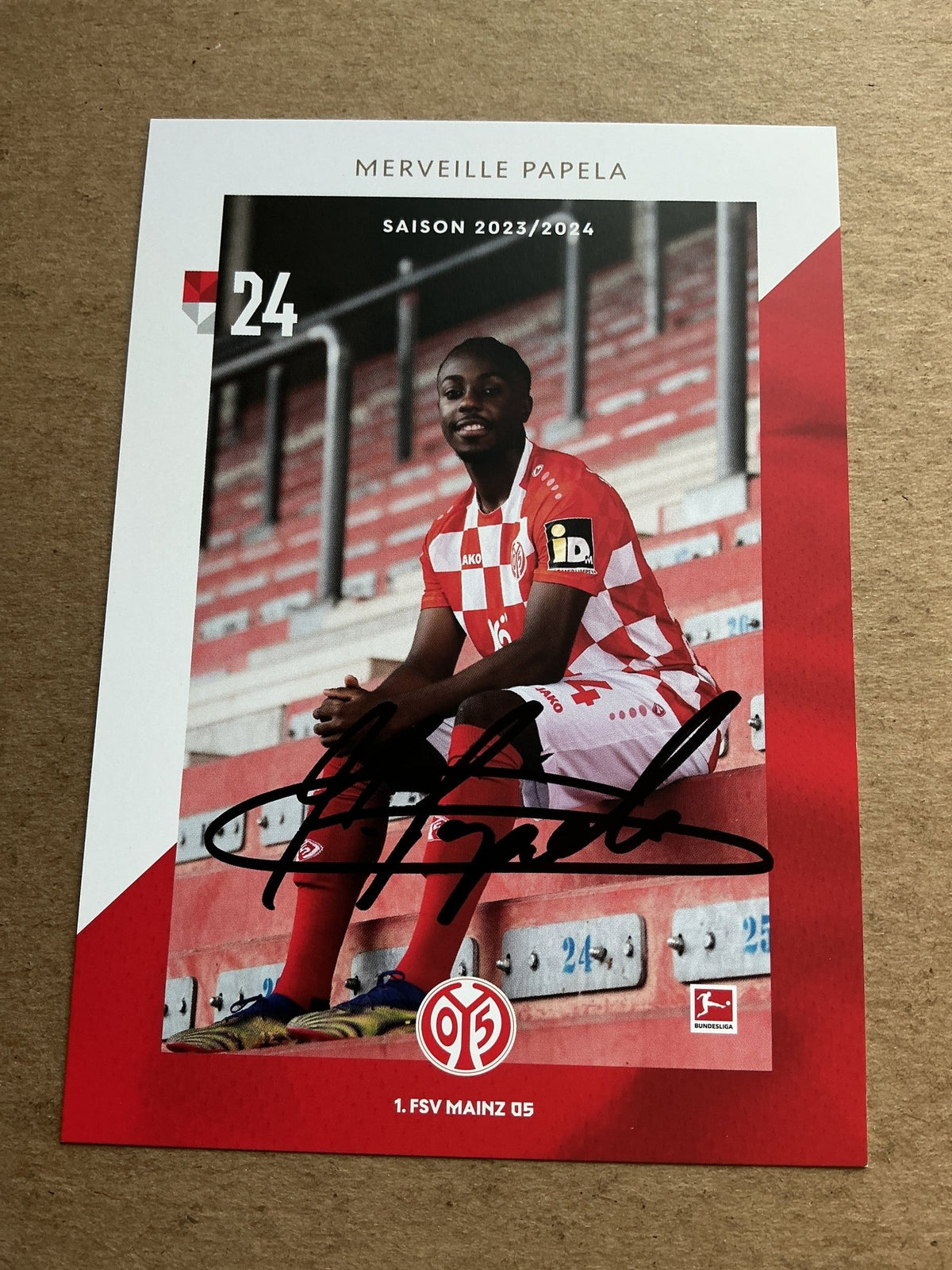 Merveille Papela, Germany 🇩🇪 FSV Mainz 05 2023/24 hand signed - Autographs-World