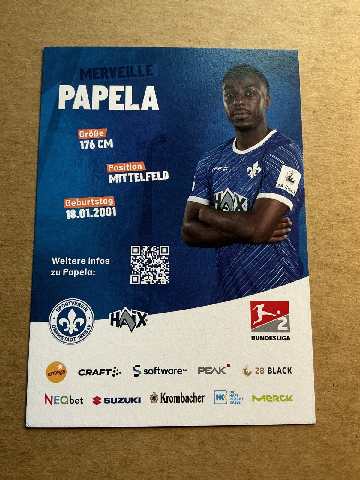 Merveille Papela, Germany 🇩🇪 SV Darmstadt 98 2023/24 hand signed - Autographs-World