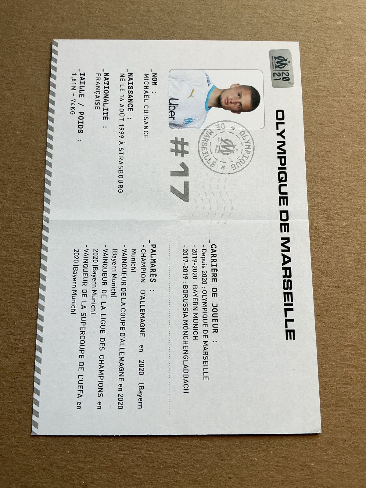 Michaël Cuisance, France 🇫🇷 Olympique Marseille 2020/21 hand signed - Autographs-World