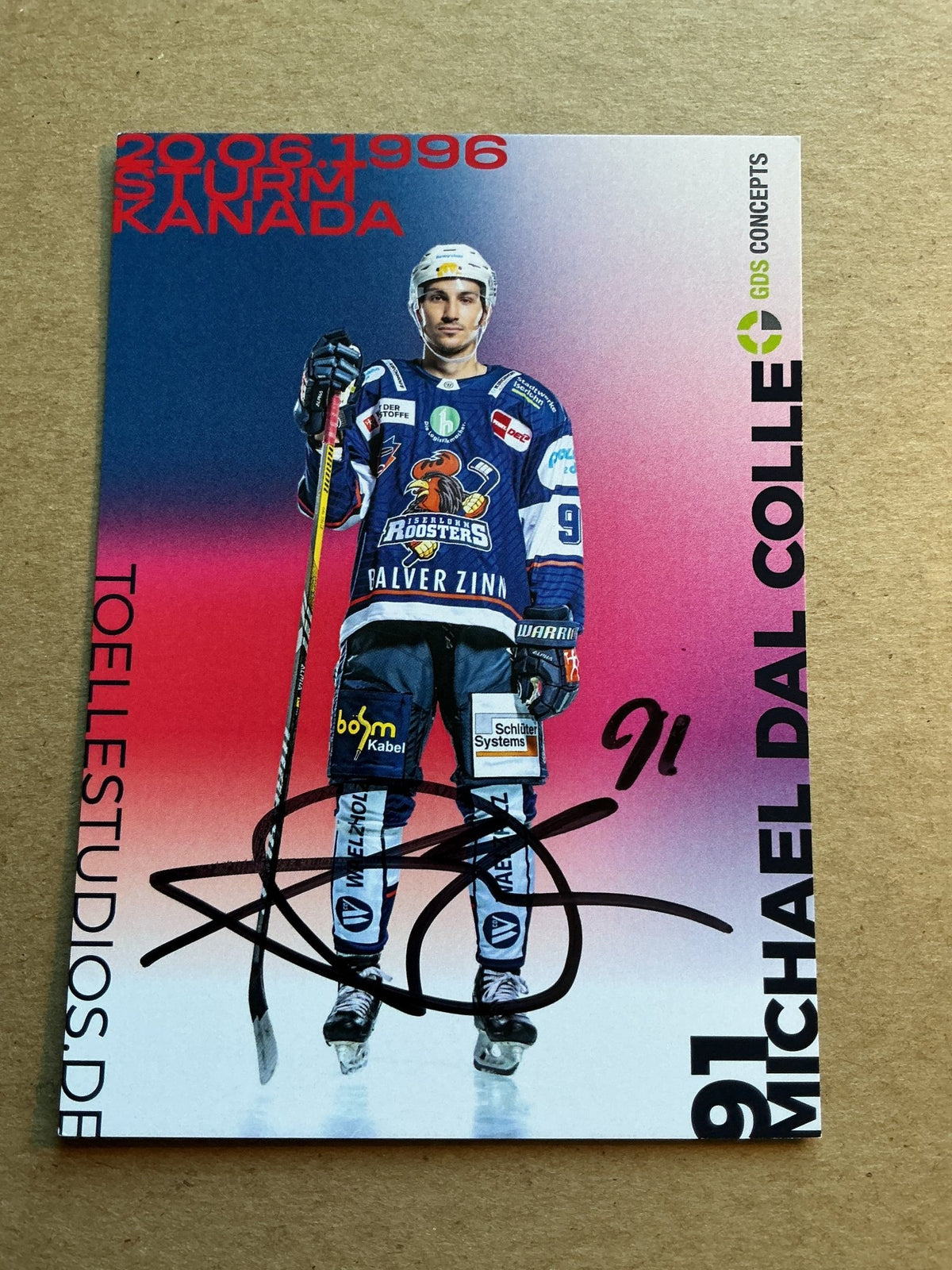 Michael Dal Colle, Canada 🇨🇦 Iserlohn Roosters 2024/25 hand signed - Autographs-World