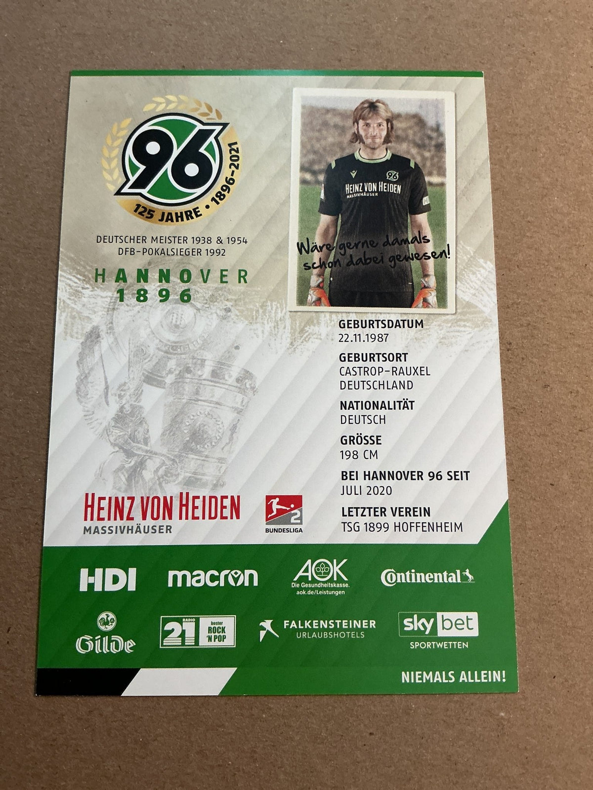 Michael Esser, Germany 🇩🇪 Hannover 96 2020/21 hand signed - Autographs-World