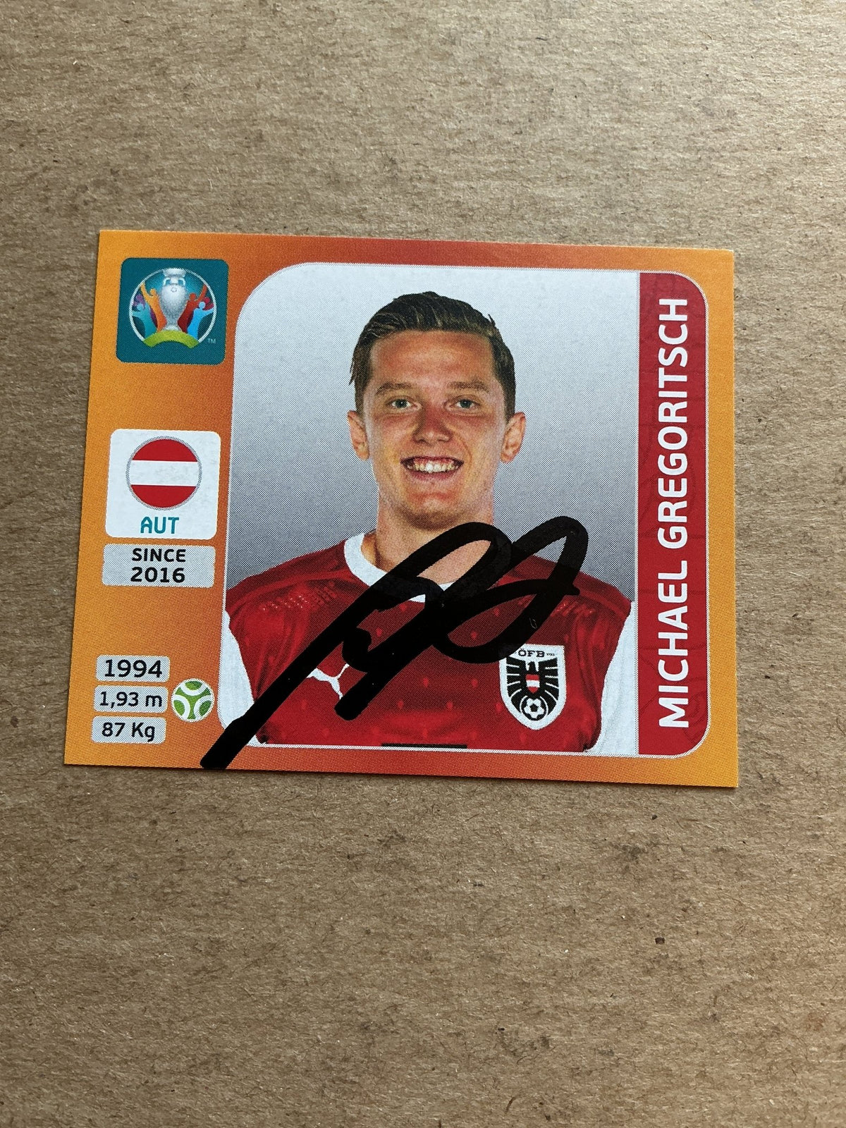 Michael Gregoritsch, Austria 🇦🇹 UEFA Euro 2020 Panini hand signed - Autographs-World