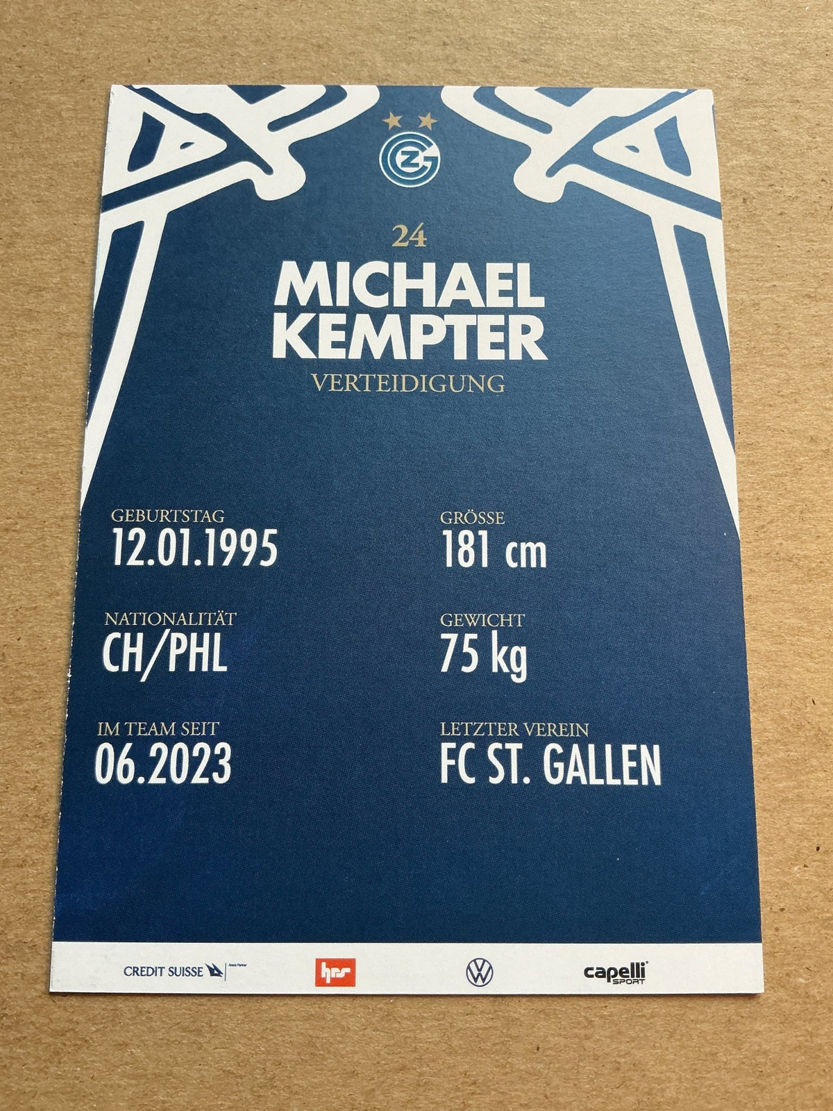 Michael Kempter, Philippines 🇵🇭 Grasshopper Club Zürich 2023/24 hand signed - Autographs-World