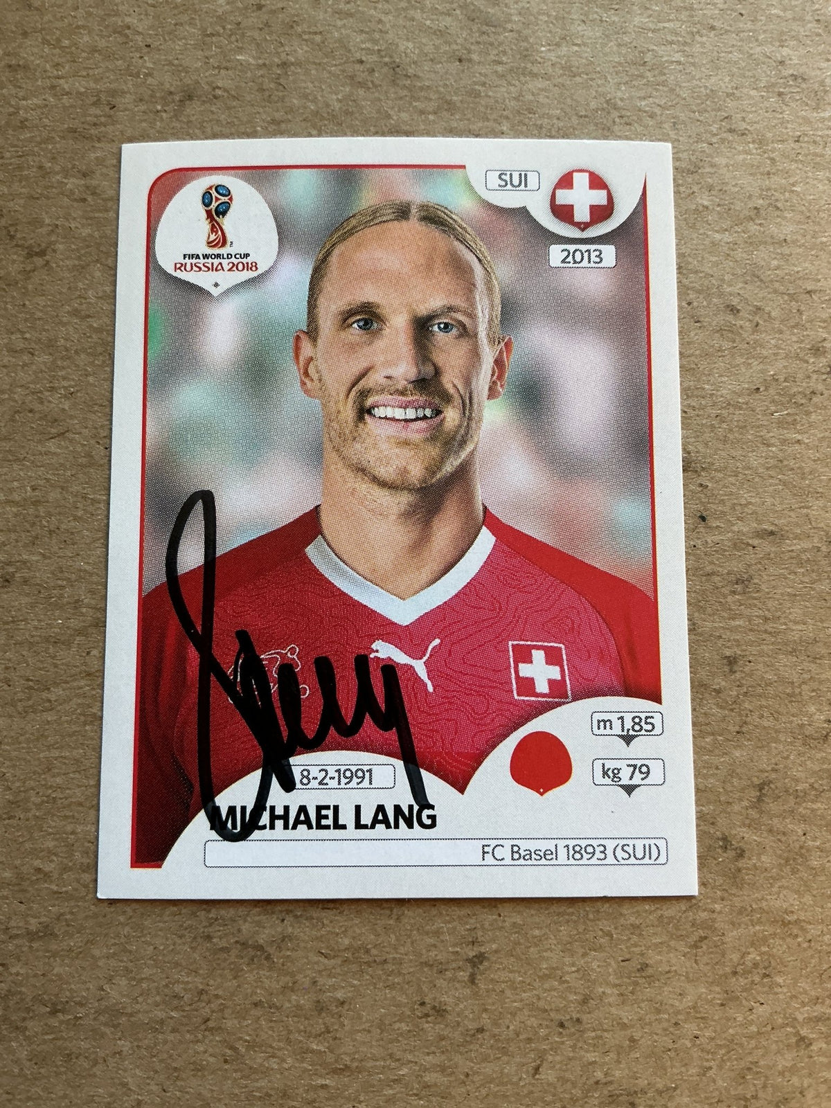 Michael Lang, Switzerland 🇨🇭 FIFA World Cup 2018 Panini hand signed - Autographs-World
