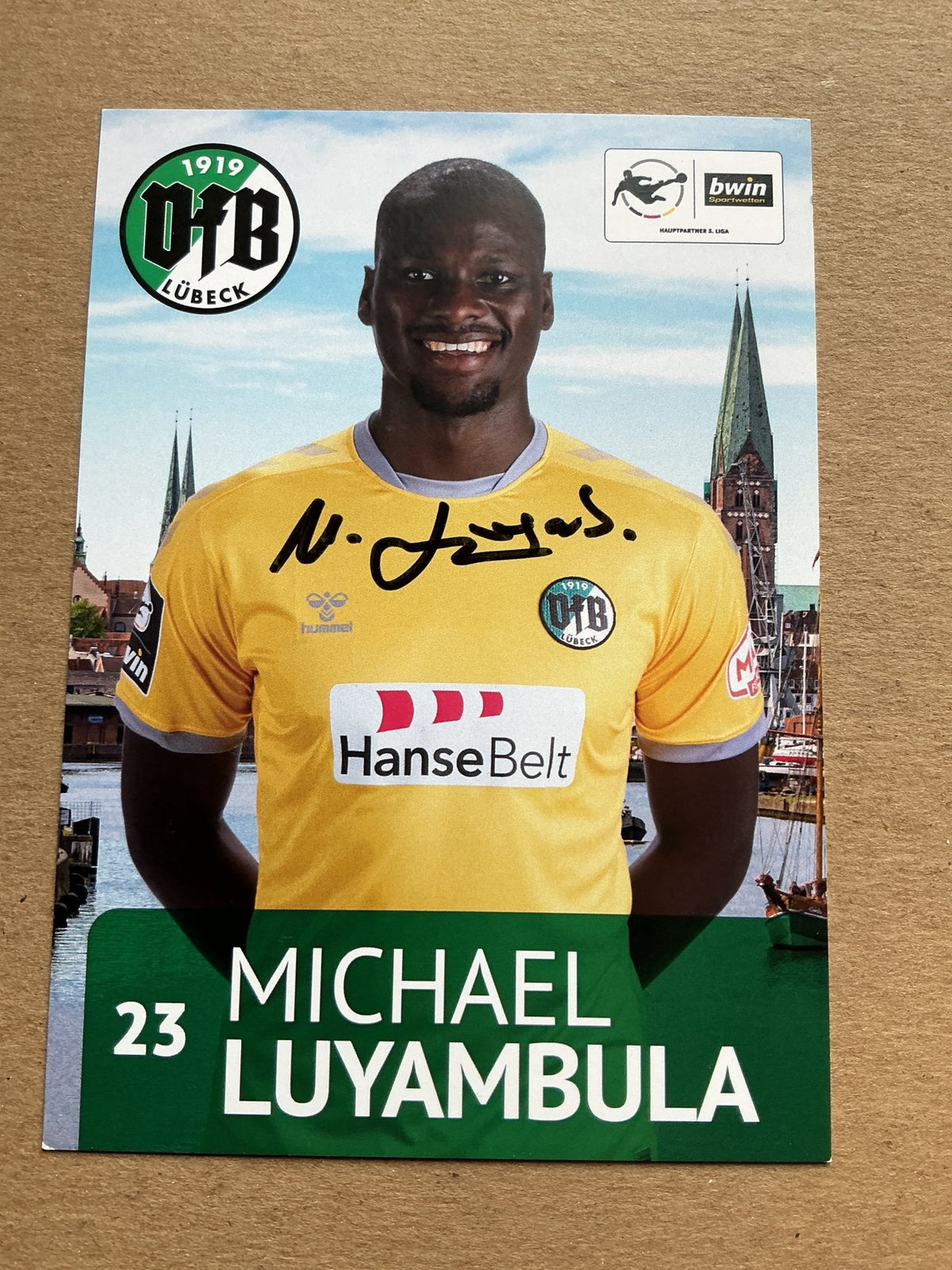 Michael Luyambula, Germany 🇩🇪 VfB Lübeck 2020/21 hand signed - Autographs-World