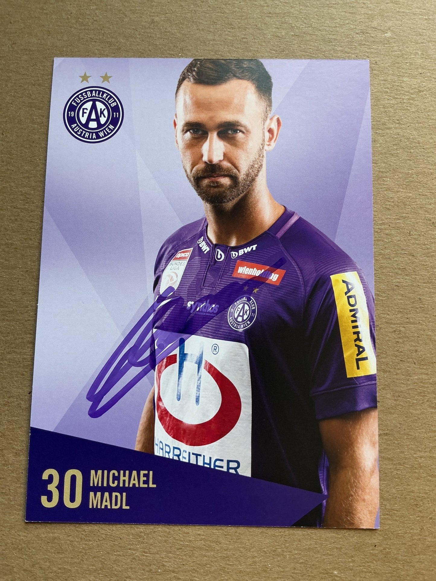Michael Madl, Austria 🇦🇹 Austria Wien 2019/20 hand signed - Autographs-World