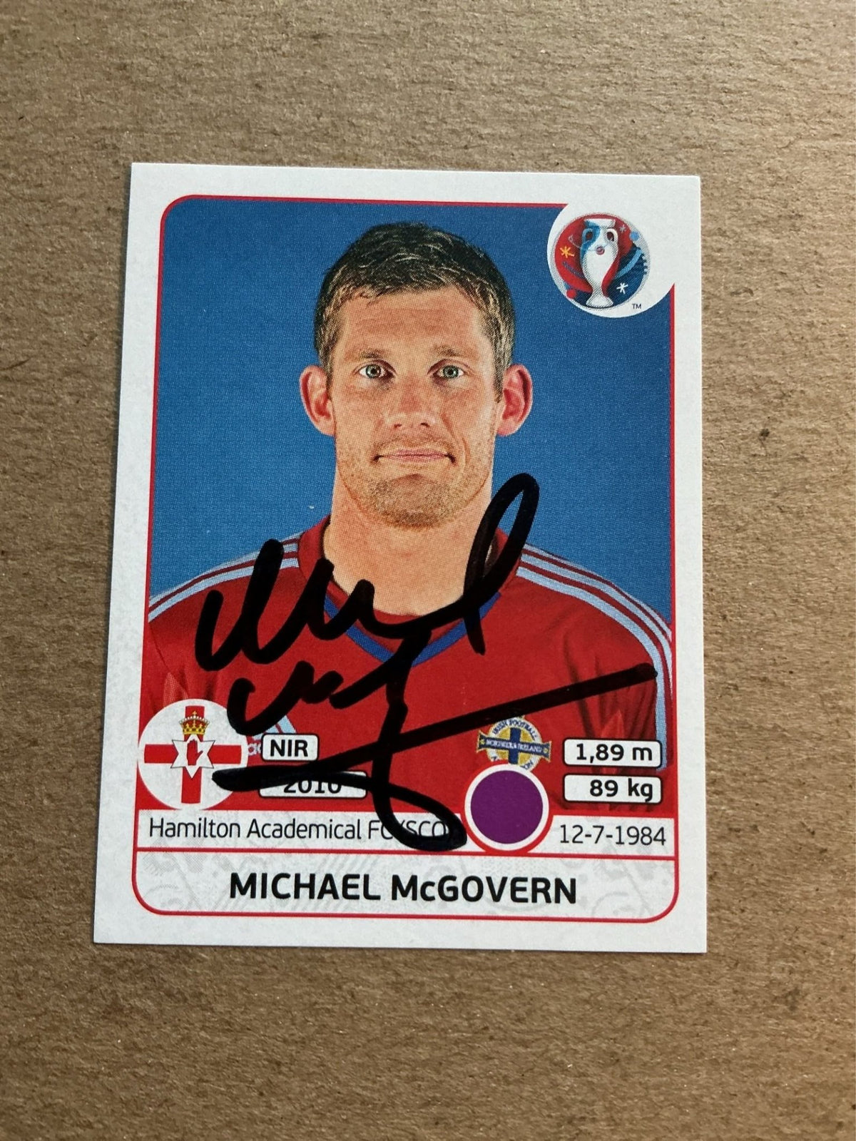 Michael McGovern, Northern Ireland, UEFA Euro 2016 Panini hand signed - Autographs-World