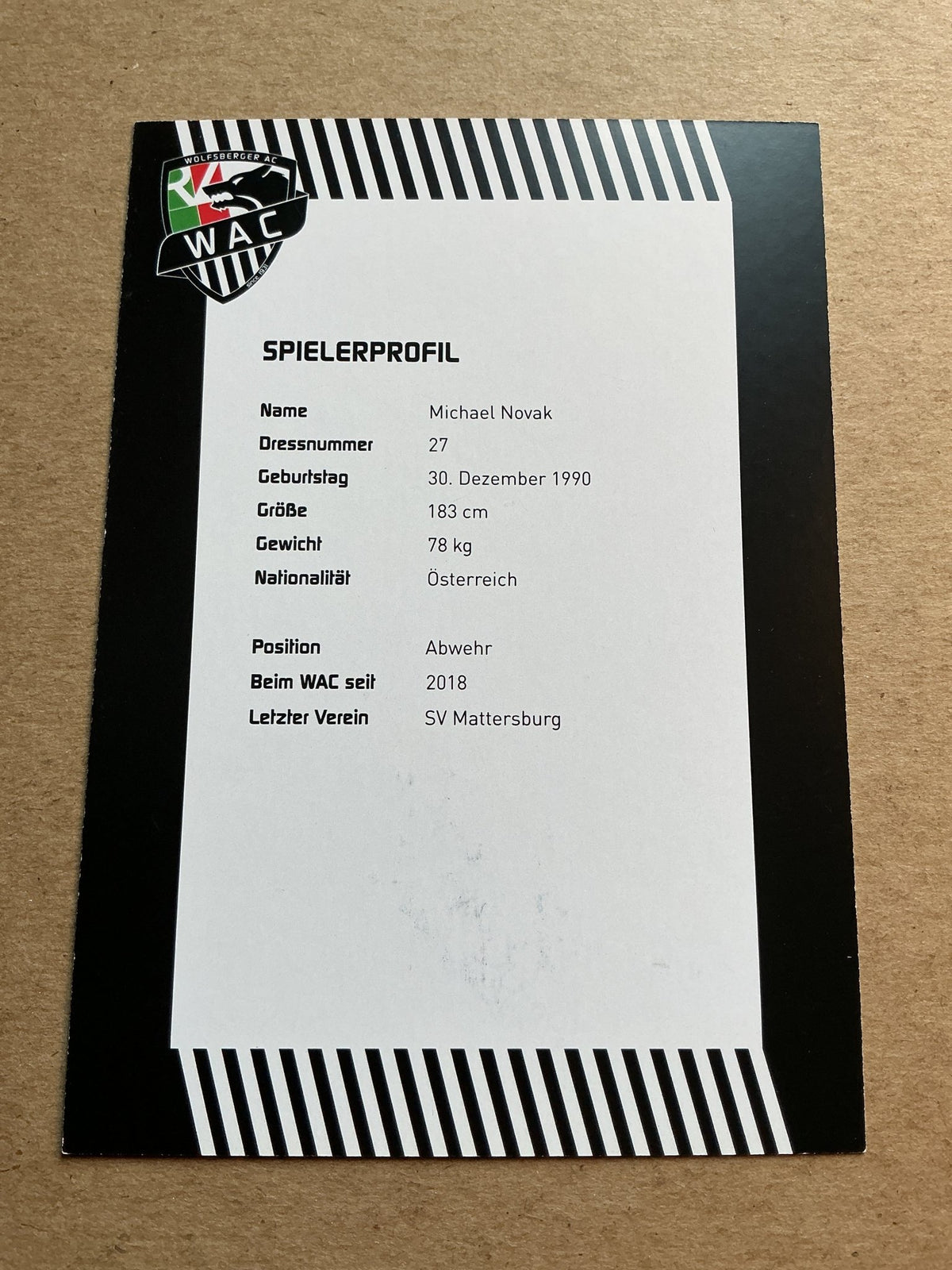Michael Novak, Austria 🇦🇹 Wolfsberger AC 2023/24 hand signed - Autographs-World