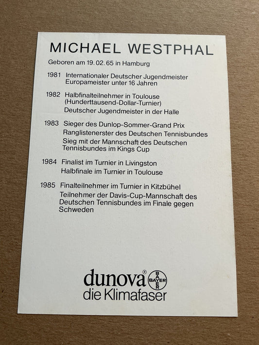 Michael Westphal, Germany 🇩🇪 Tennis Sports hand signed - Autographs-World