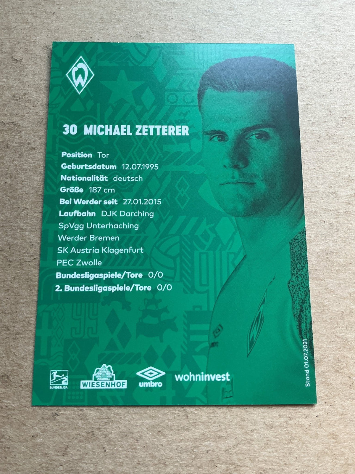 Michael Zetterer, Germany 🇩🇪 SV Werder Bremen 2021/22 hand signed - Autographs-World