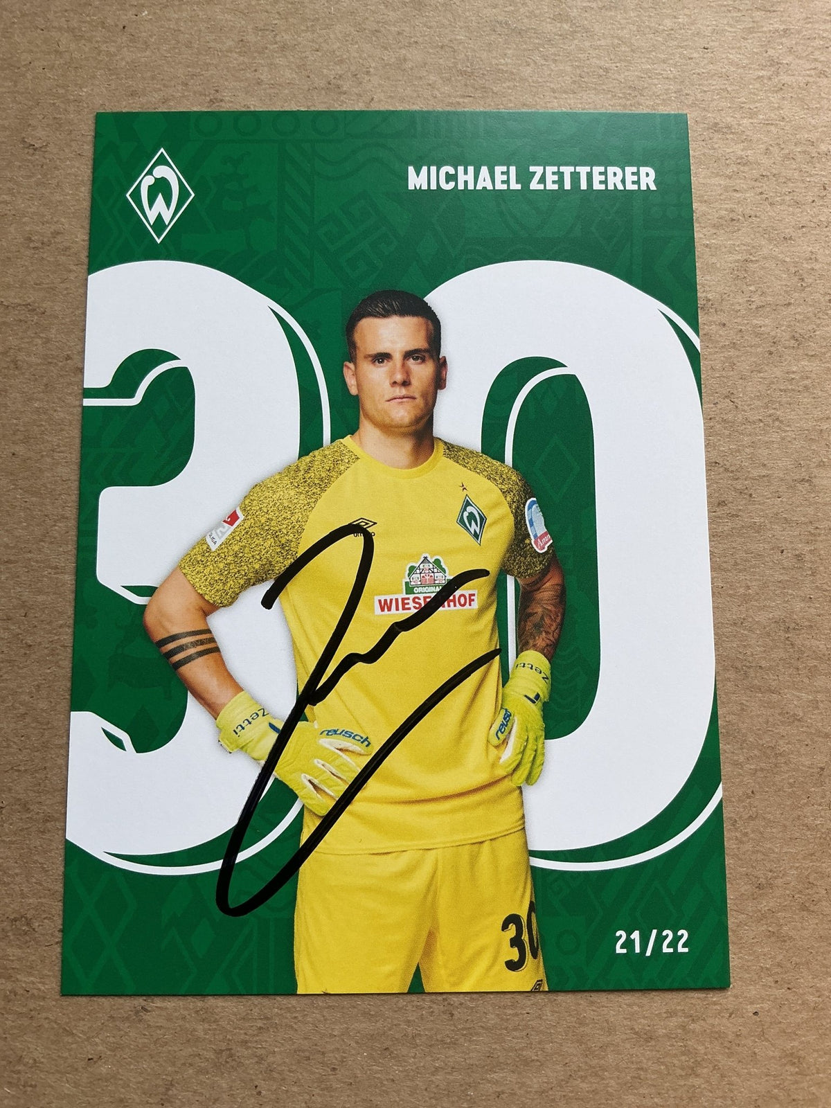Michael Zetterer, Germany 🇩🇪 SV Werder Bremen 2021/22 hand signed - Autographs-World