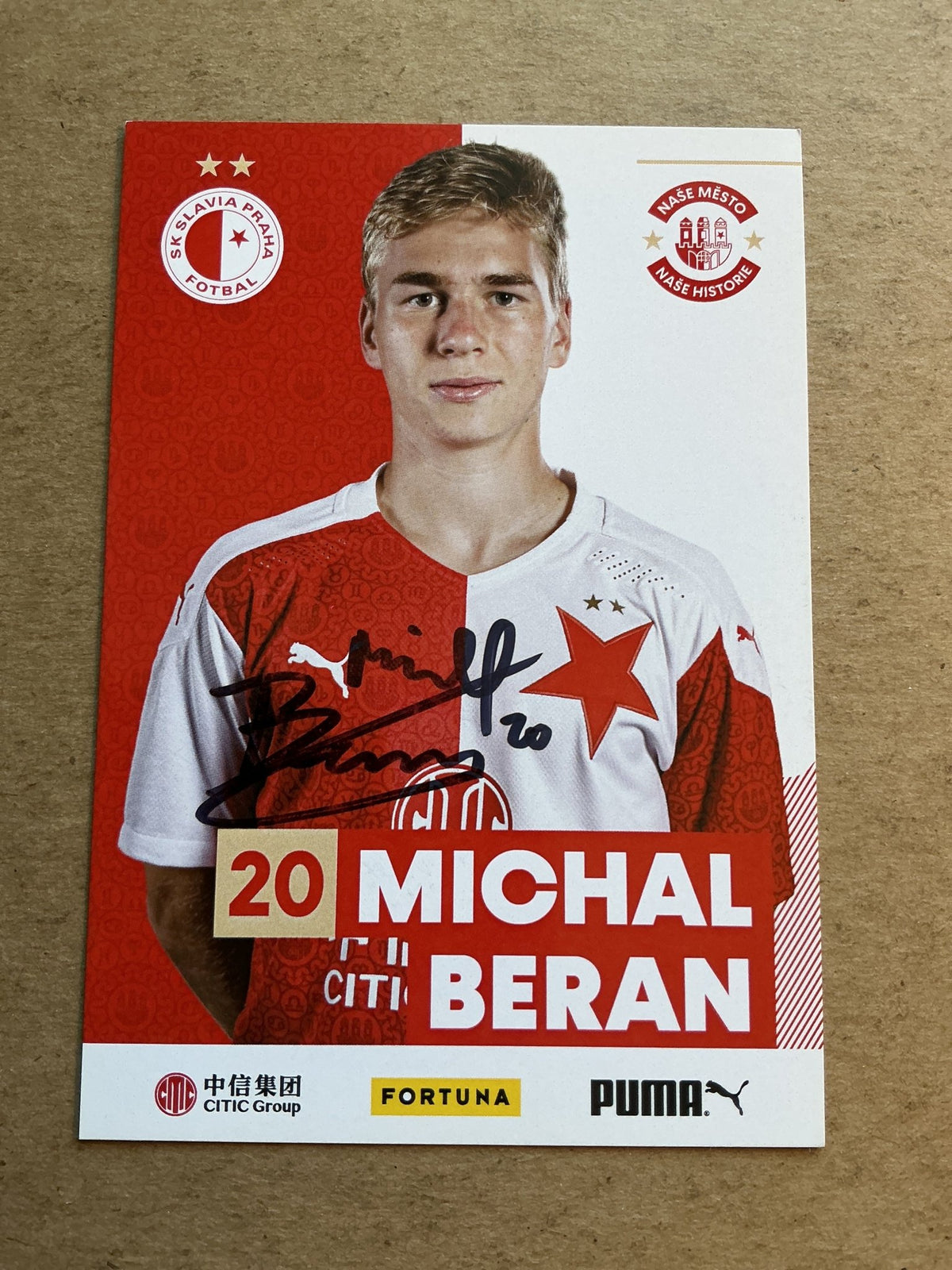 Michal Beran, Czech Republic 🇨🇿 SK Slavia Prague 2020/21 hand signed - Autographs-World