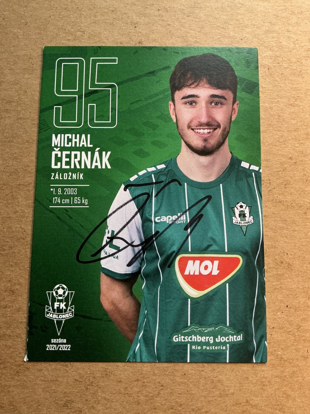 Michal Černák, Czech Republic 🇨🇿 FK Jablonec 2021/22 hand signed - Autographs-World