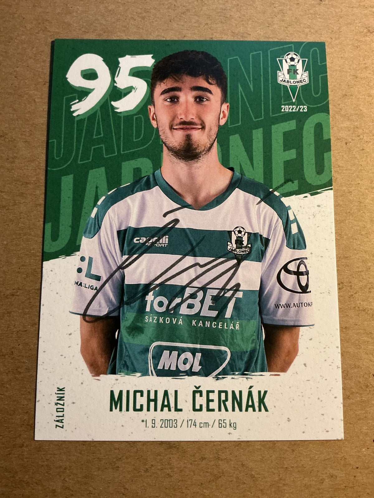 Michal Černák, Czech Republic 🇨🇿 FK Jablonec 2022/23 hand signed - Autographs-World
