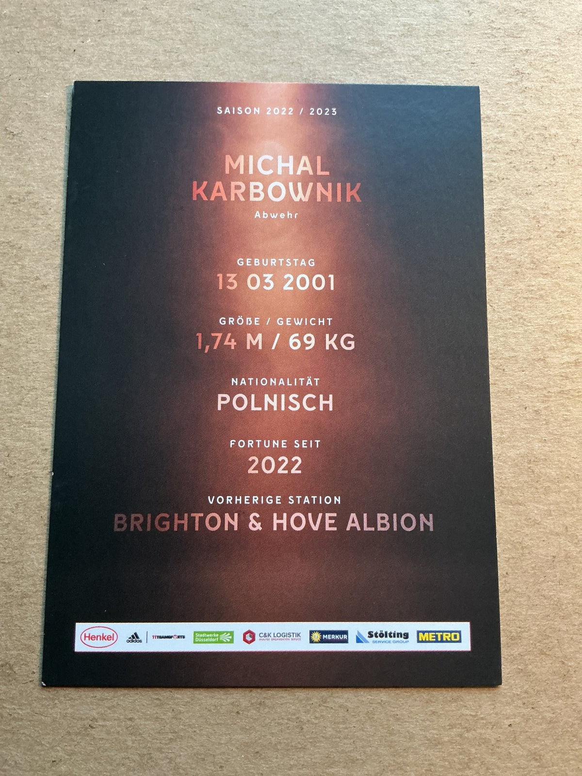 Michal Karbownik, Poland 🇵🇱 Fortuna Düsseldorf 2022/23 hand signed - Autographs-World