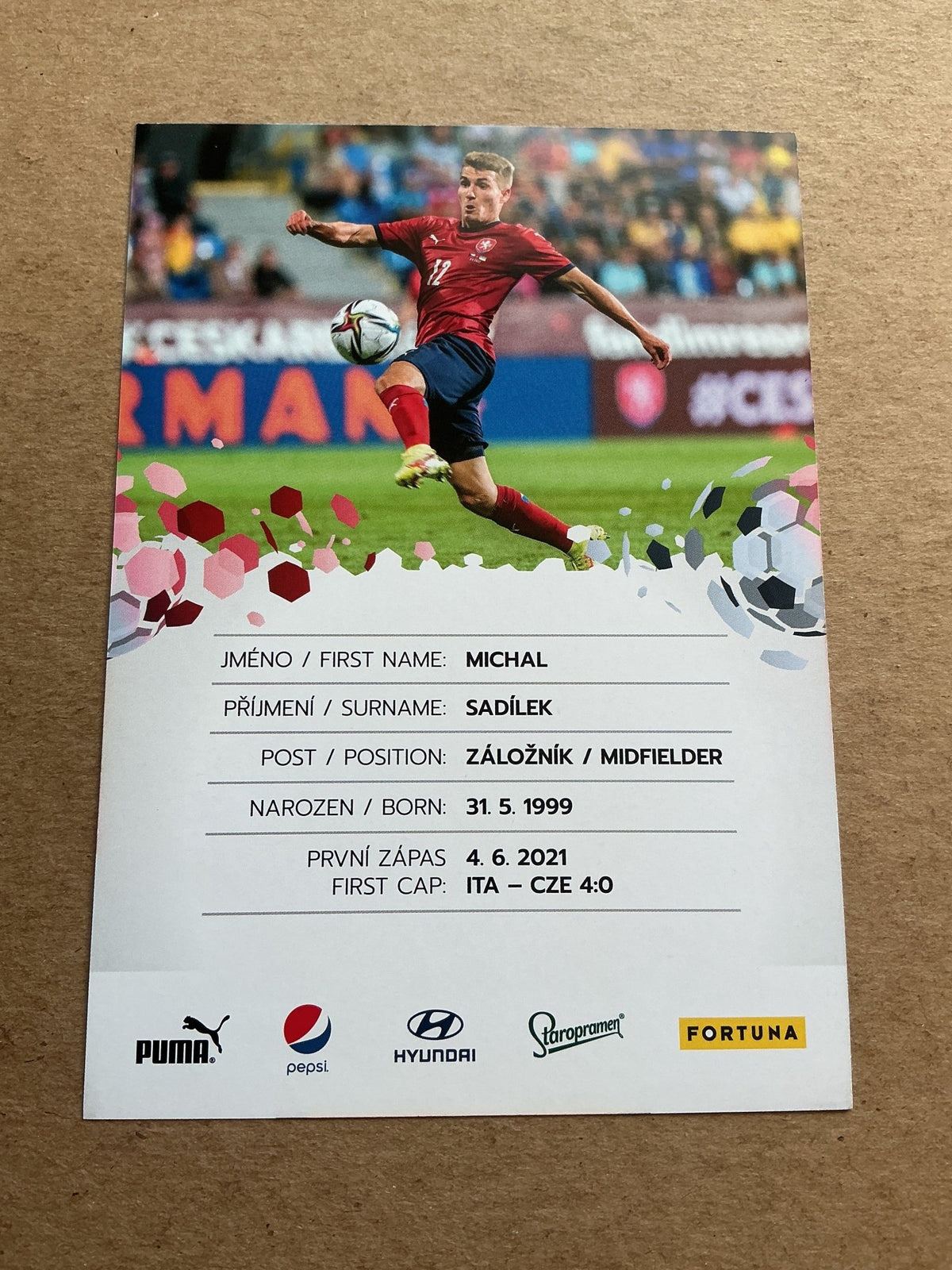 Michal Sadílek, Czech Republic 🇨🇿 UEFA Euro Cup 2020 hand signed - Autographs-World