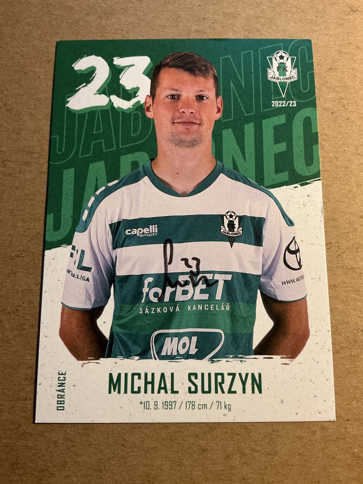 Michal Surzyn, Czech Republic 🇨🇿 FK Jablonec 2022/23 hand signed - Autographs-World