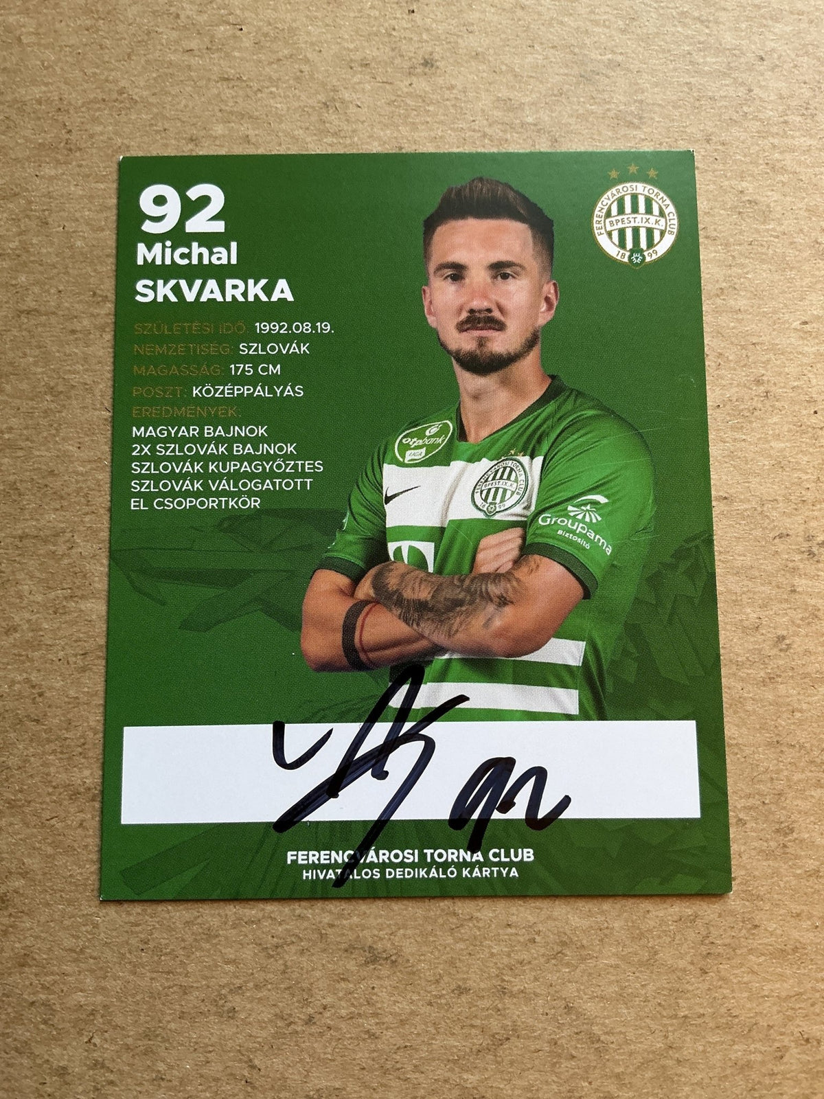 Michal Svarka, Slovakia 🇸🇰 Ferencváros 2020/21 hand signed - Autographs-World