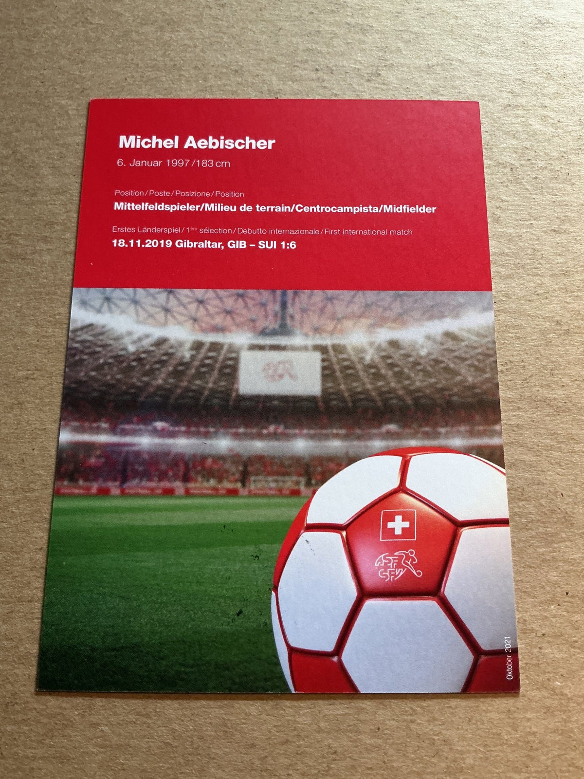 Michel Aebischer, Switzerland 🇨🇭 FIFA World Cup 2022 hand signed - Autographs-World