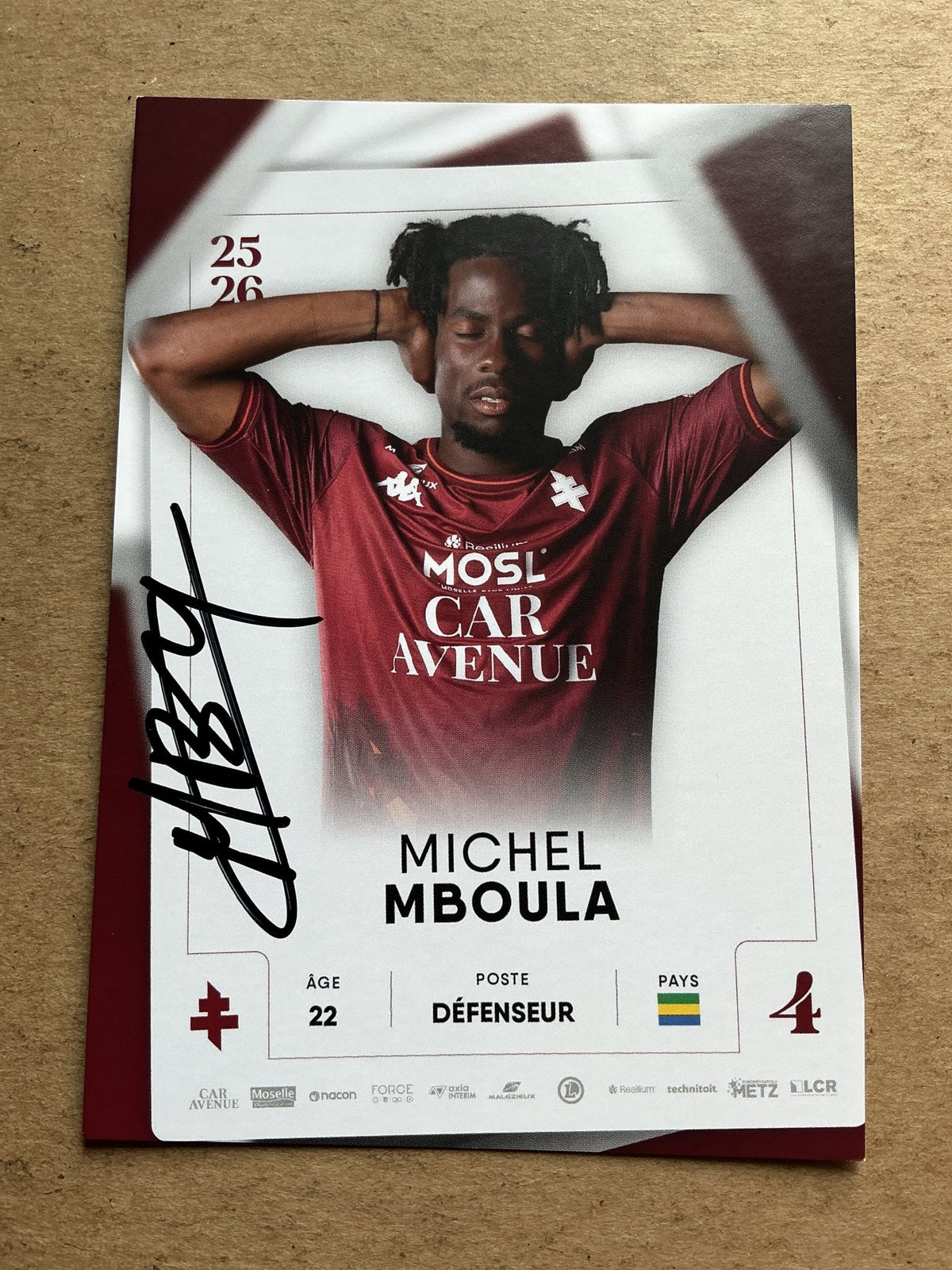 Michel Mboula, Gabon 🇬🇦 FC Metz 2025/26 hand signed - Autographs-World