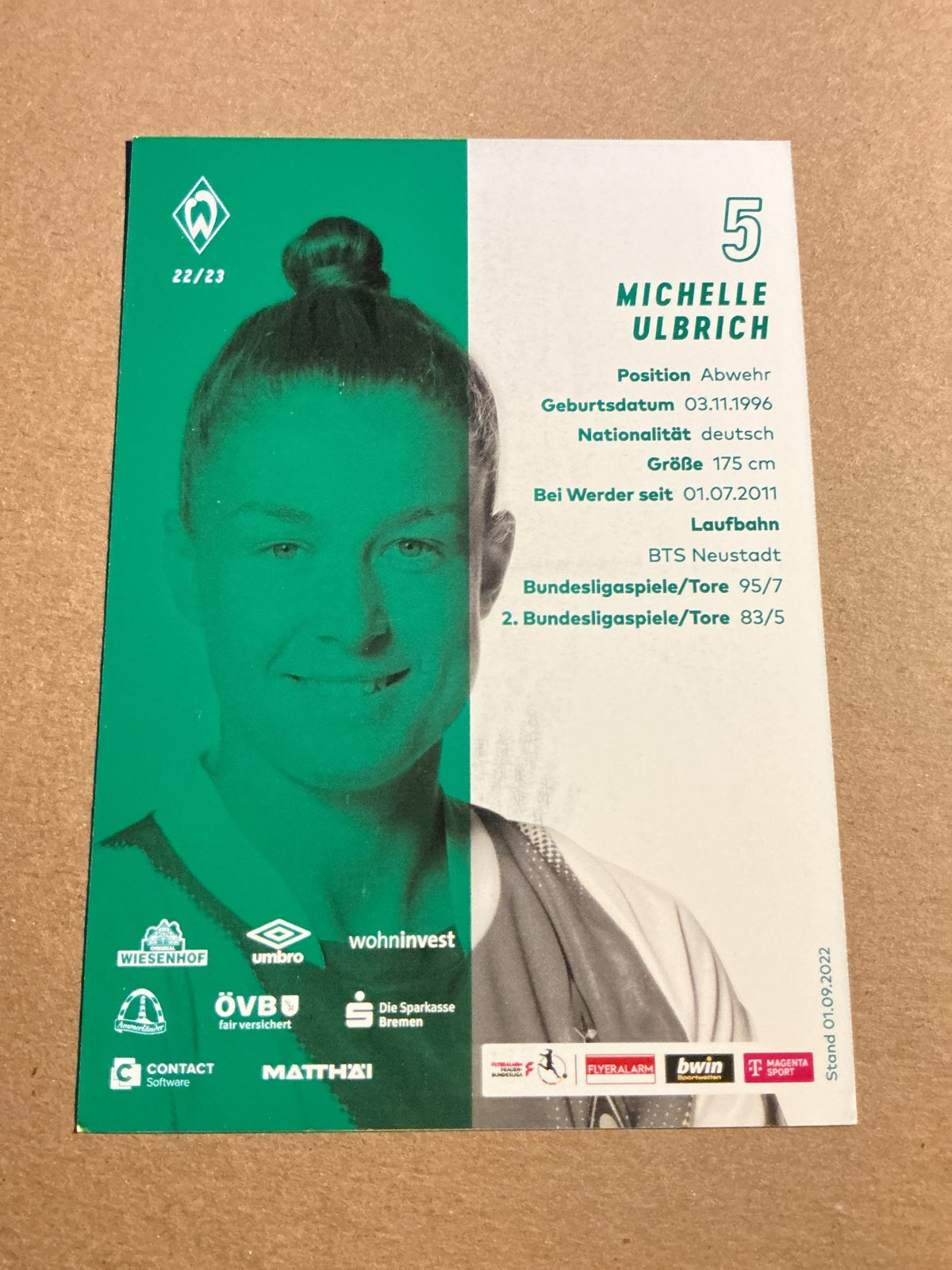 Michelle Ulbrich, Germany 🇩🇪 SV Werder Bremen 2022/23 hand signed - Autographs-World