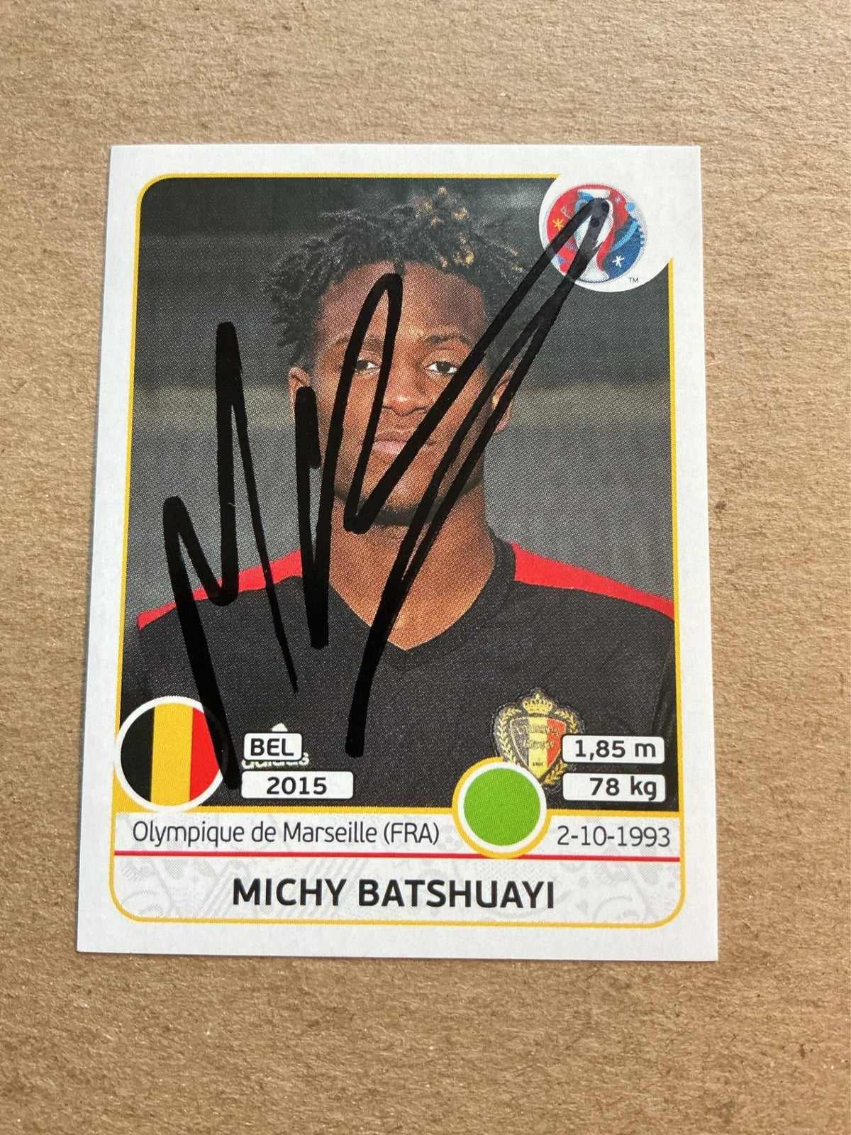 Michy Batshuayi, Belgium 🇧🇪 UEFA Euro 2016 Panini hand signed - Autographs-World