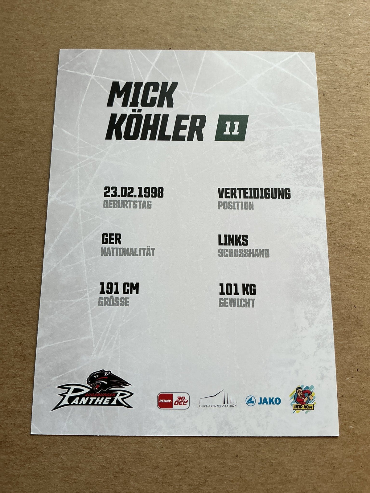 Mick Köhler, Germany 🇩🇪 Augsburg Panther 2023/24 hand signed - Autographs-World