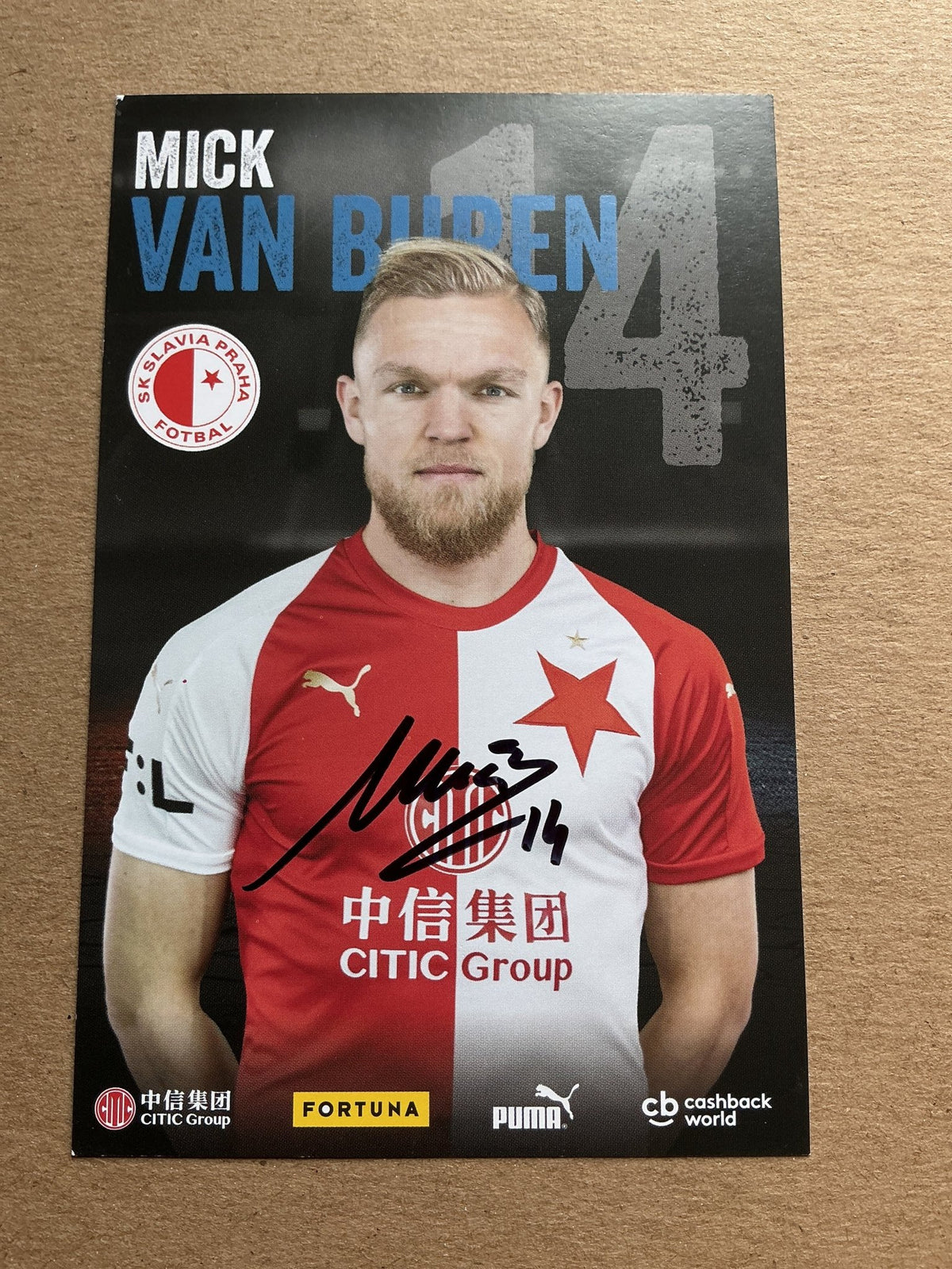 Mick van Buren, Netherlands 🇳🇱 SK Slavia Prague 2019/20 hand signed - Autographs-World