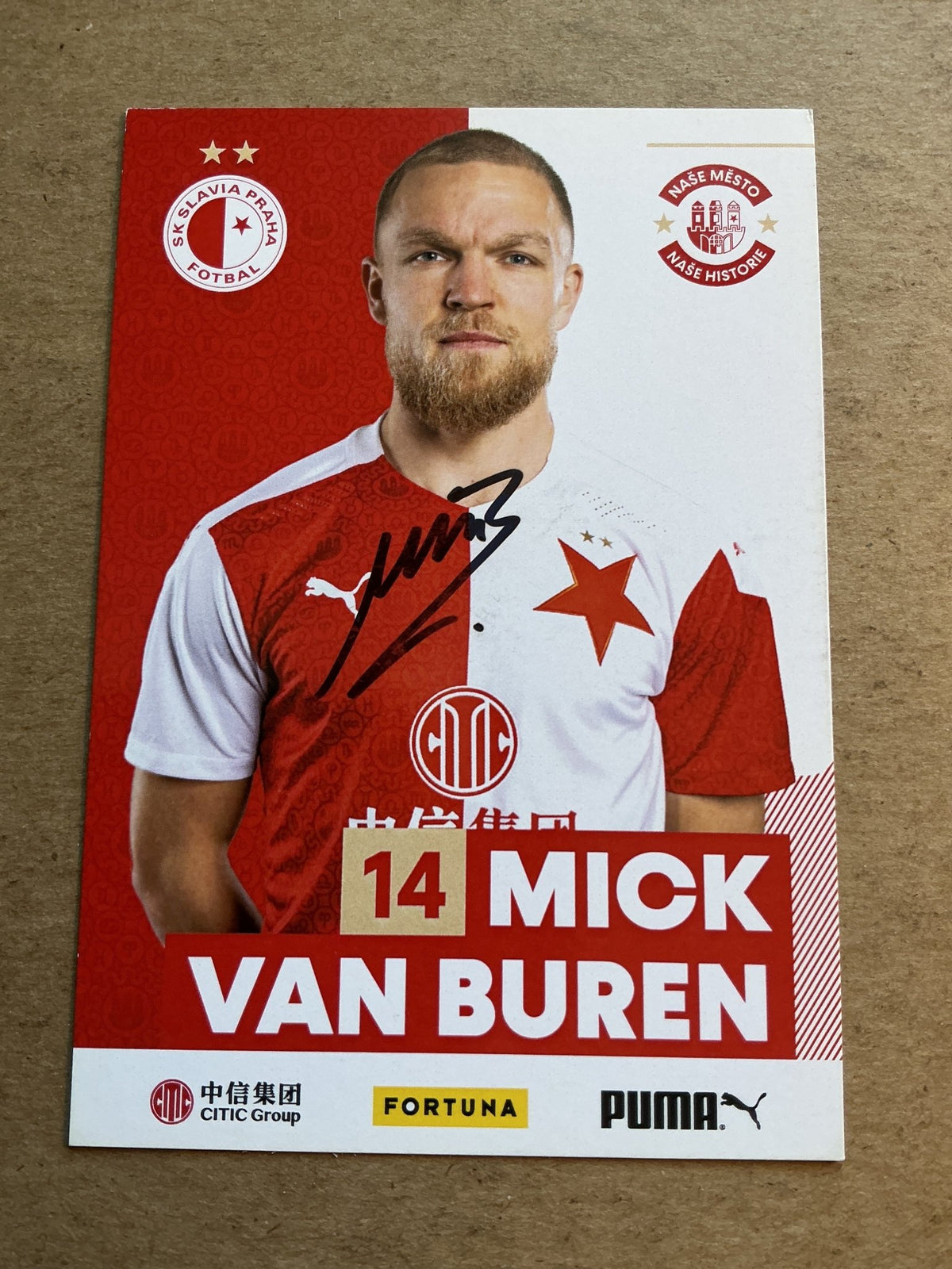 Mick van Buren, Netherlands 🇳🇱 SK Slavia Prague 2020/21 hand signed - Autographs-World