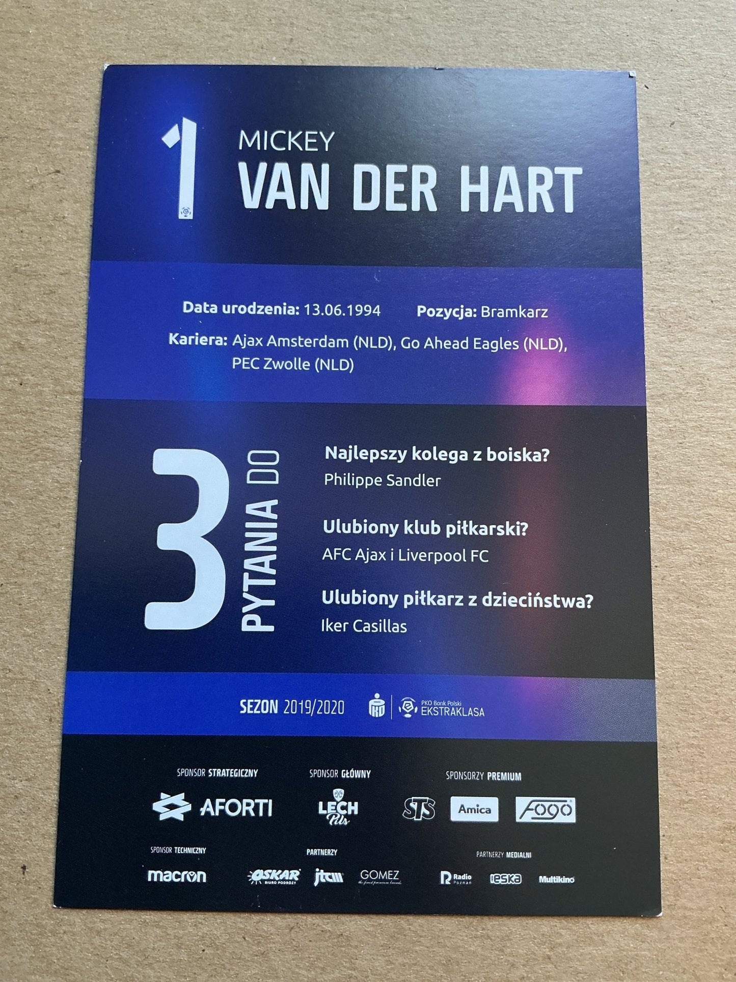 Mickey van der Hart, Netherlands 🇳🇱 Lech Poznań 2019/20 hand signed - Autographs-World