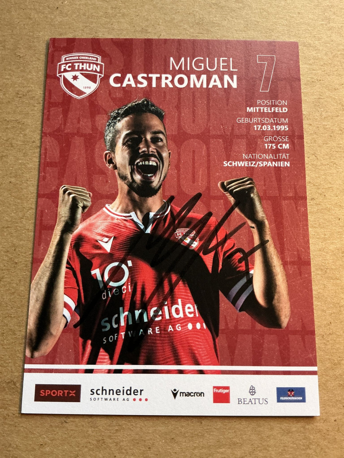Miguel Castroman, Spain 🇪🇸 FC Thun 2023/24 hand signed - Autographs-World