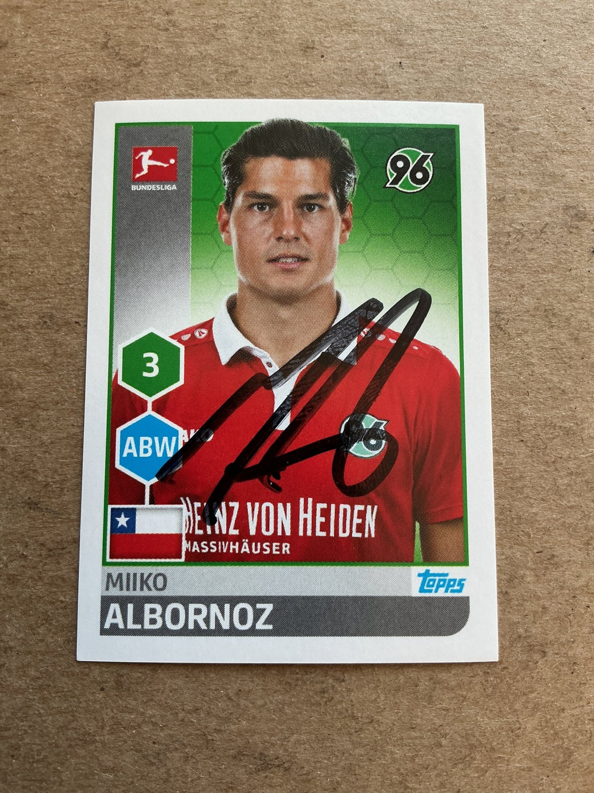 Miiko Albornoz, Chile 🇨🇱 Hannover 96 2017/18 Topps hand signed - Autographs-World